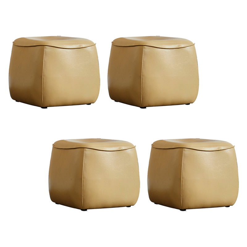 Contemporary Rectangle Shape Pouf PU Leather Upholstered Ottoman