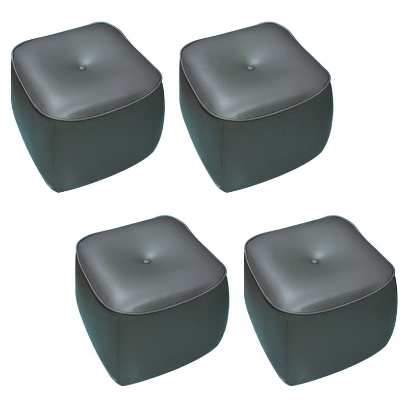 Contemporary Rectangle Shape Pouf PU Leather Upholstered Ottoman