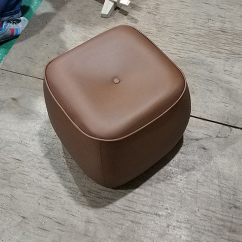 Contemporary Rectangle Shape Pouf PU Leather Upholstered Ottoman