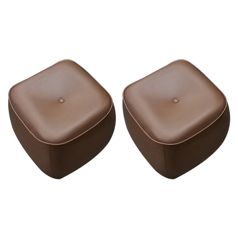 Contemporary Rectangle Shape Pouf PU Leather Upholstered Ottoman