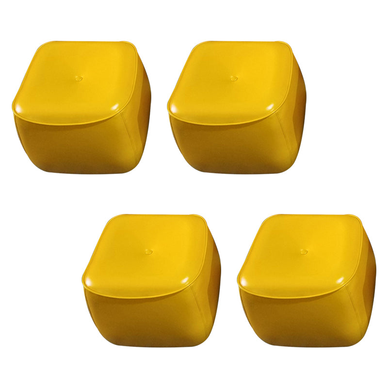 Contemporary Rectangle Shape Pouf PU Leather Upholstered Ottoman