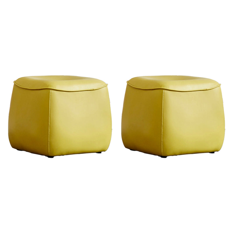 Contemporary Rectangle Shape Pouf PU Leather Upholstered Ottoman