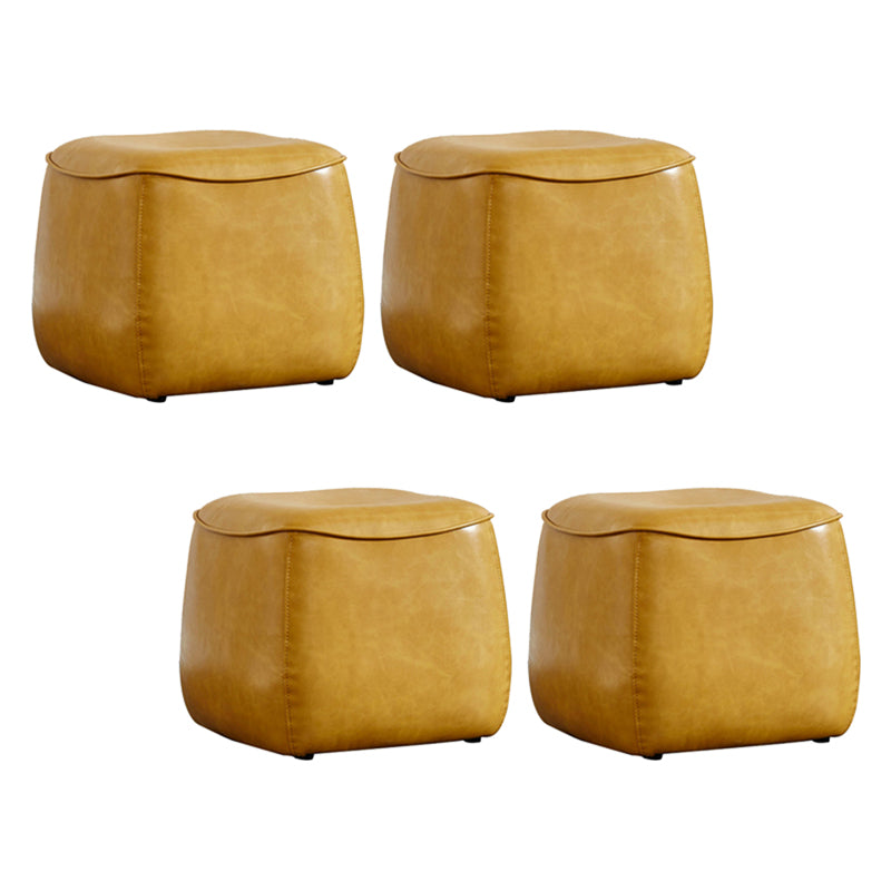 Contemporary Rectangle Shape Pouf PU Leather Upholstered Ottoman