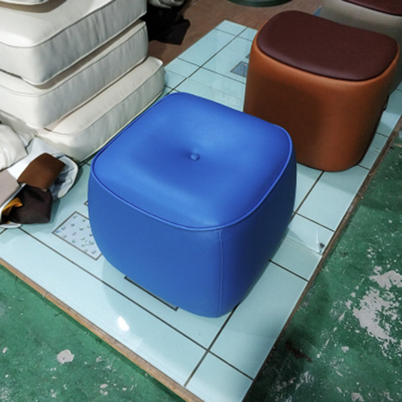 Contemporary Rectangle Shape Pouf PU Leather Upholstered Ottoman