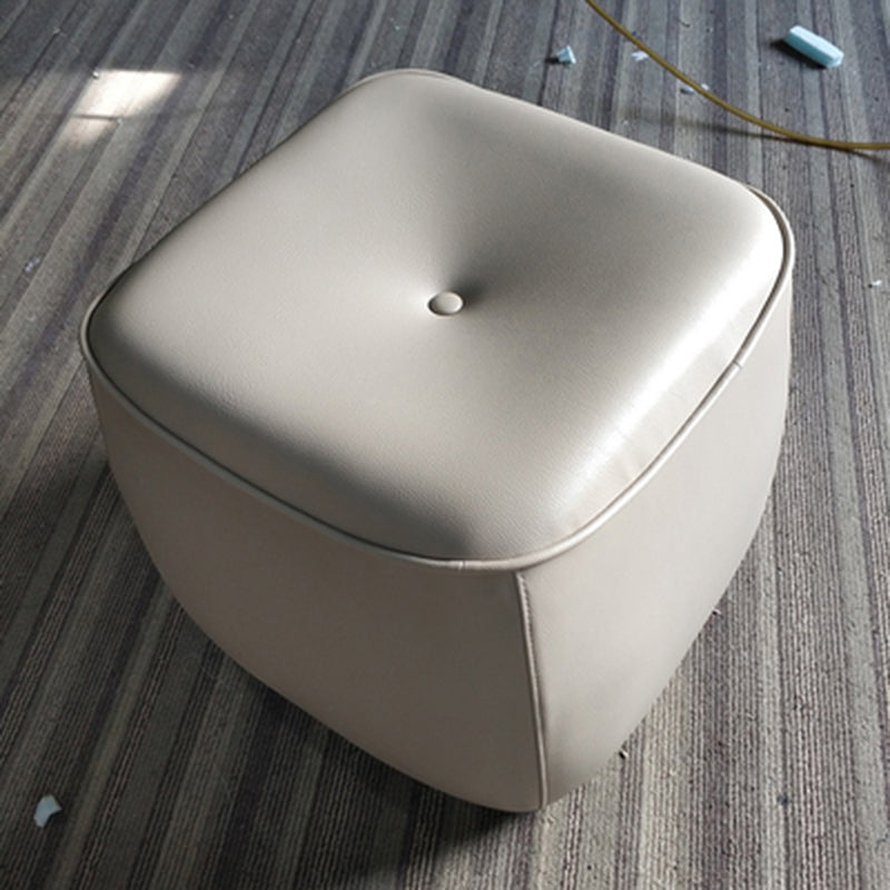 Contemporary Rectangle Shape Pouf PU Leather Upholstered Ottoman
