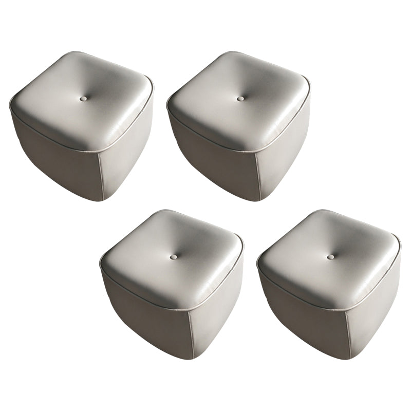 Contemporary Rectangle Shape Pouf PU Leather Upholstered Ottoman