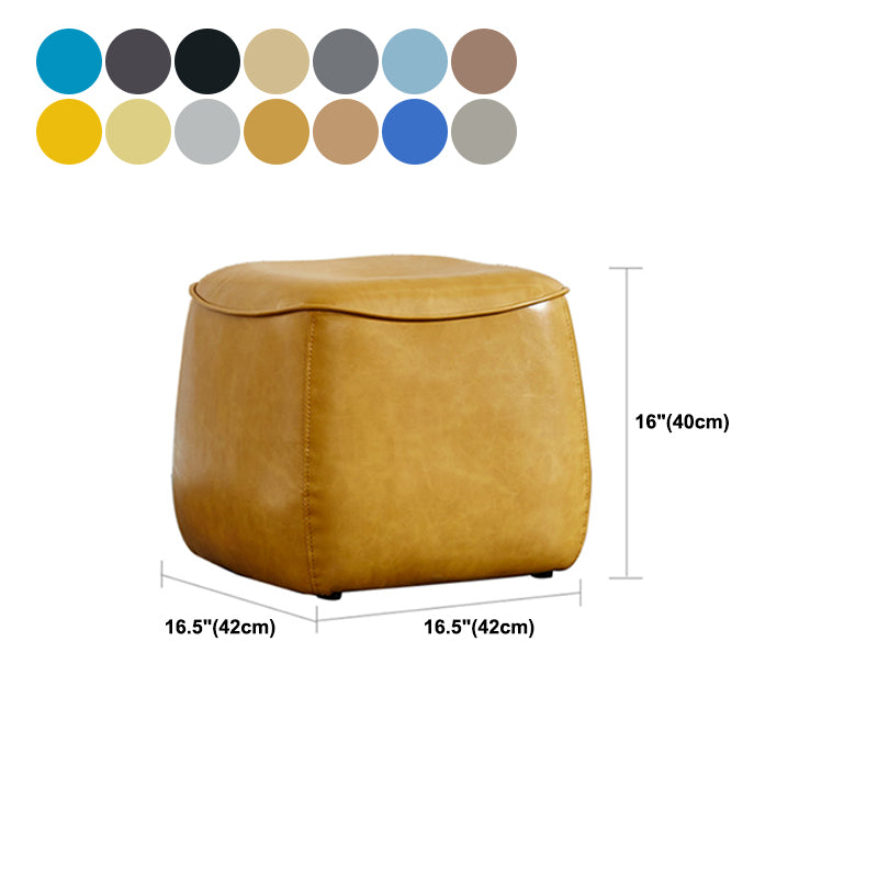 Contemporary Rectangle Shape Pouf PU Leather Upholstered Ottoman