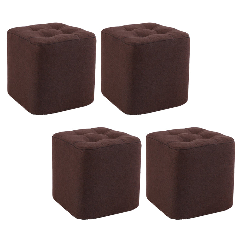 Contemporary Linen Upholstered Ottoman Rectangle/Square Shape Pouf