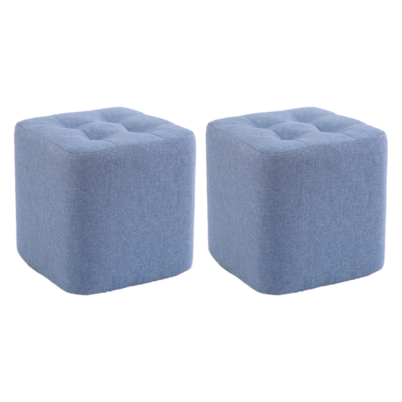 Contemporary Linen Upholstered Ottoman Rectangle/Square Shape Pouf