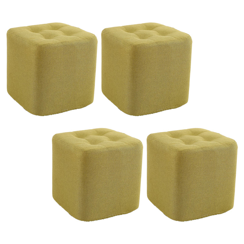 Contemporary Linen Upholstered Ottoman Rectangle/Square Shape Pouf