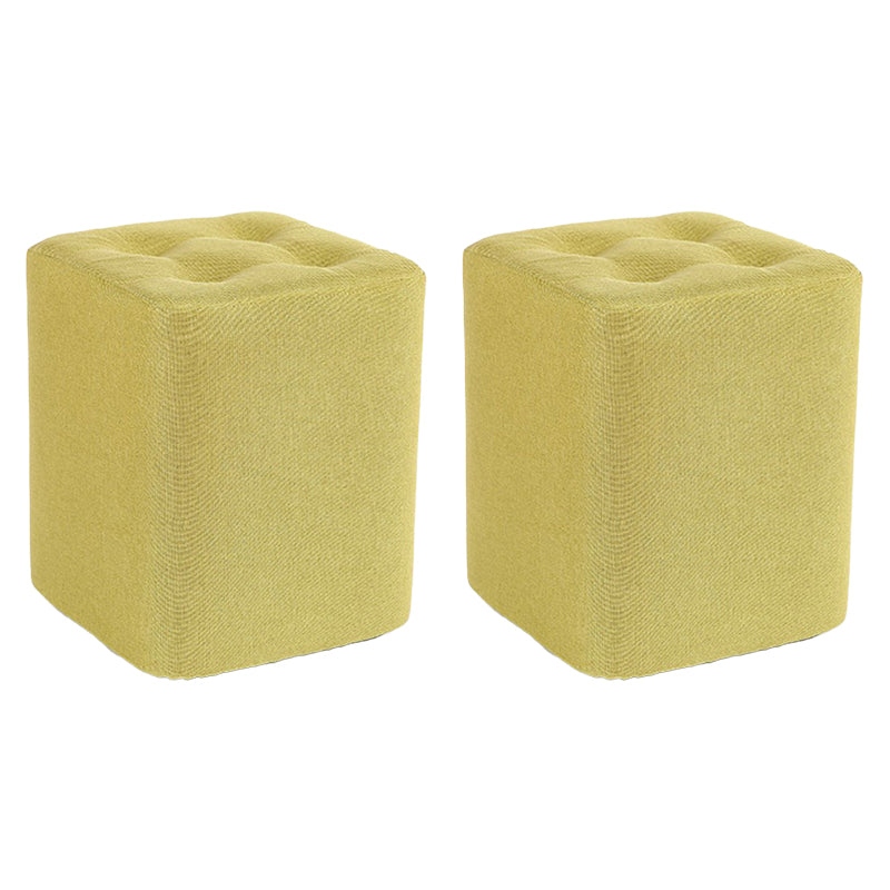 Contemporary Linen Upholstered Ottoman Rectangle/Square Shape Pouf