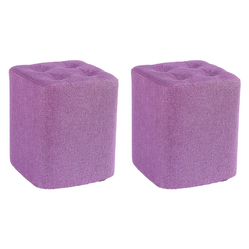 Contemporary Linen Upholstered Ottoman Rectangle/Square Shape Pouf