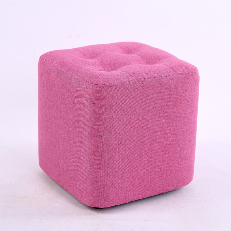 Contemporary Linen Upholstered Ottoman Rectangle/Square Shape Pouf