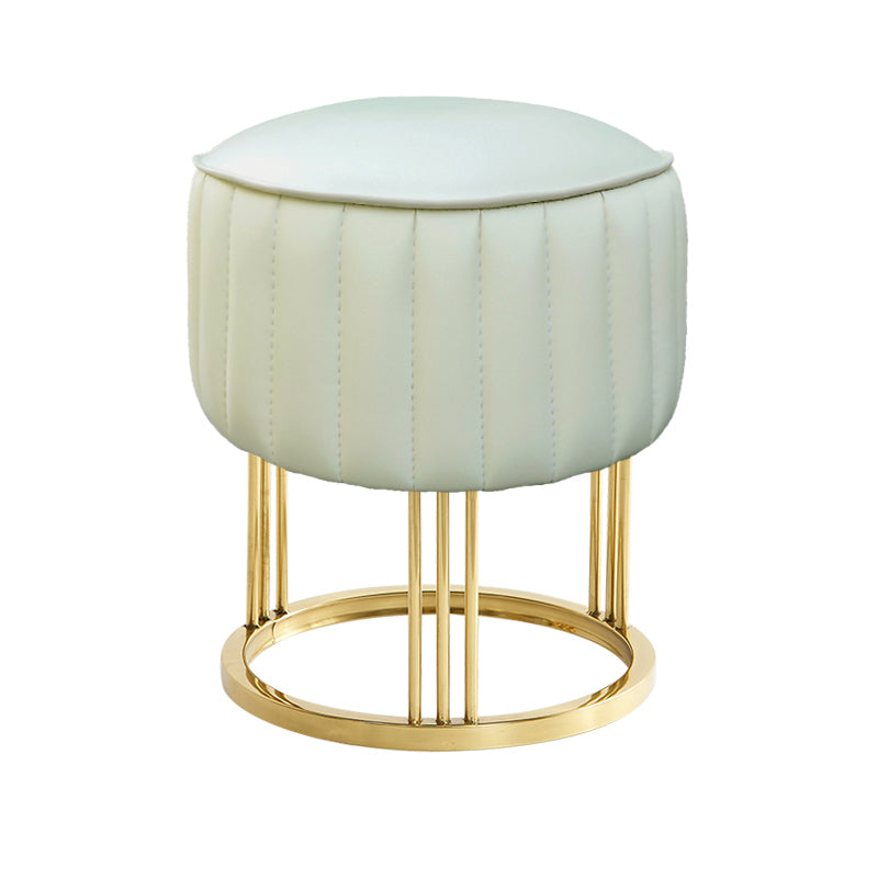 14" Wide Faux Leather Upholstered Ottoman Glam Round Shape Pouf