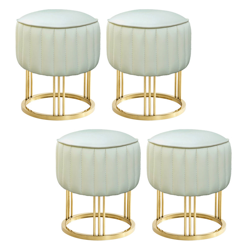 14" Wide Faux Leather Upholstered Ottoman Glam Round Shape Pouf