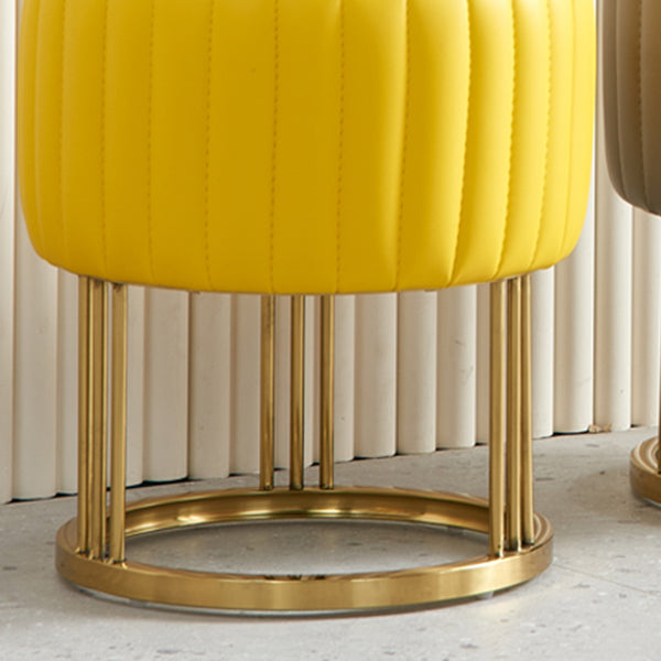 14" Wide Faux Leather Upholstered Ottoman Glam Round Shape Pouf