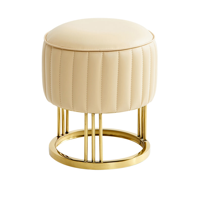 14" Wide Faux Leather Upholstered Ottoman Glam Round Shape Pouf