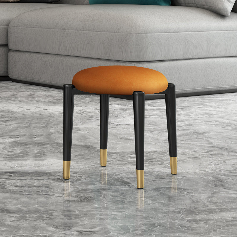 Contemporary Round Water Resistant Ottoman Faux Leather Upholstered Standard