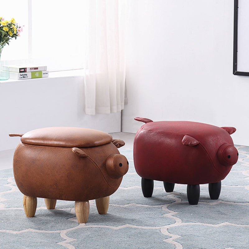 Contemporary Standard Ottoman Specialty Faux Leather Upholstered Pouf