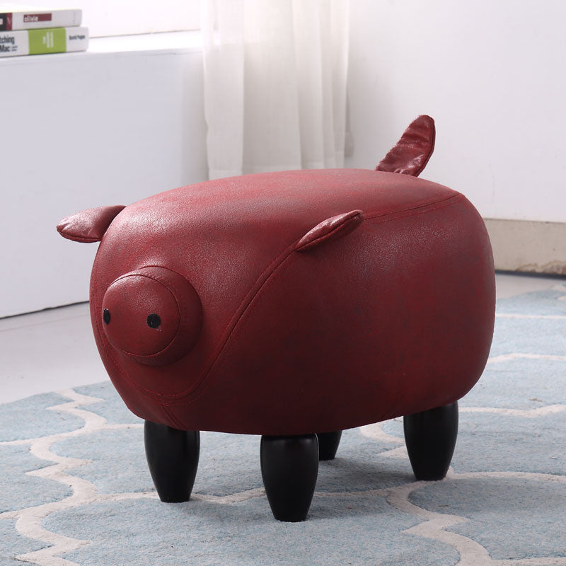 Contemporary Standard Ottoman Specialty Faux Leather Upholstered Pouf
