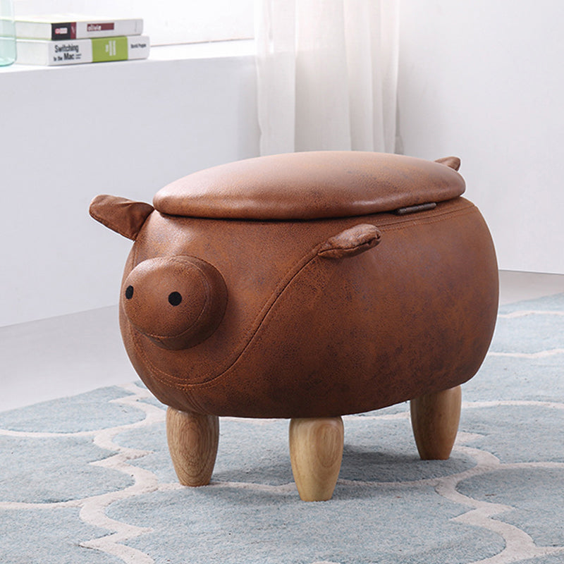 Contemporary Standard Ottoman Specialty Faux Leather Upholstered Pouf