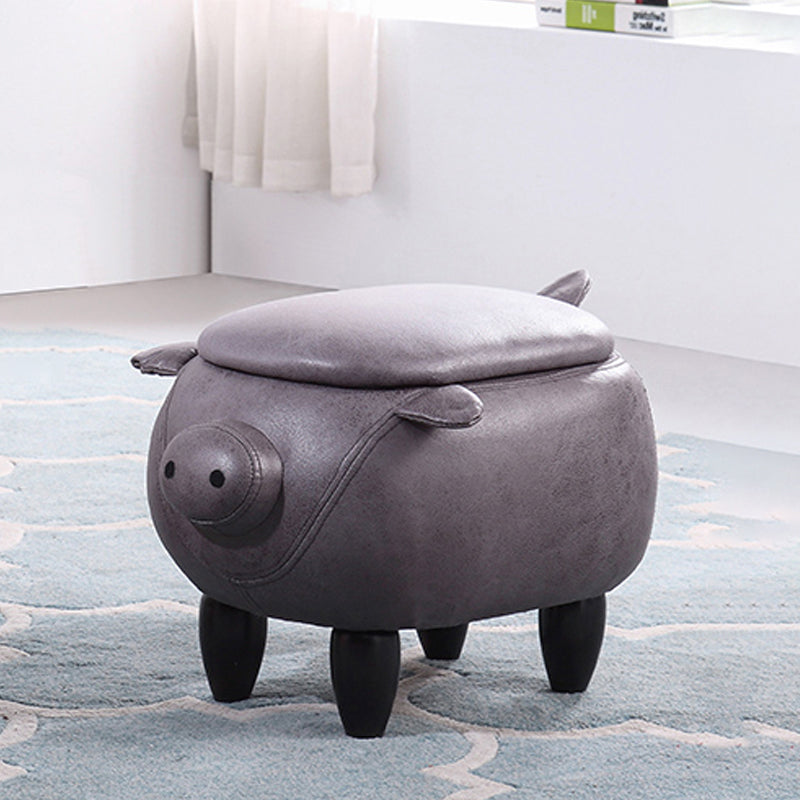 Contemporary Standard Ottoman Specialty Faux Leather Upholstered Pouf