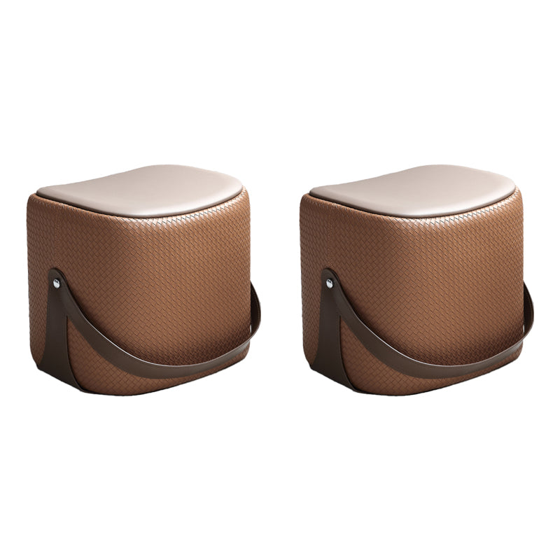 Contemporary Faux Leather Upholstered Ottoman Rectangle Standard