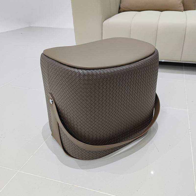 Contemporary Faux Leather Upholstered Ottoman Rectangle Standard