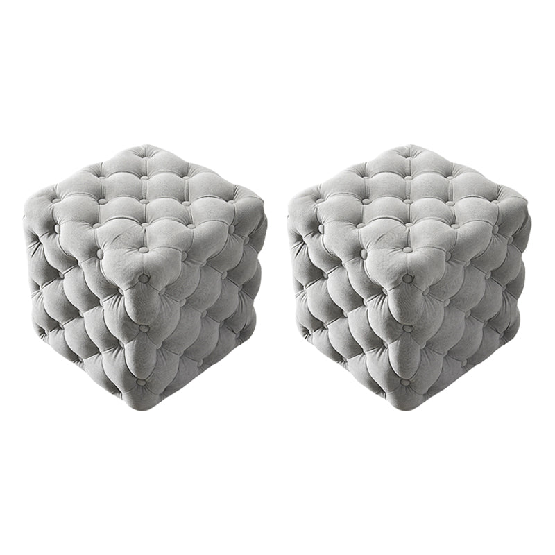 Contemporary Square Shape Ottoman Tufted and Tear Resistant Cube