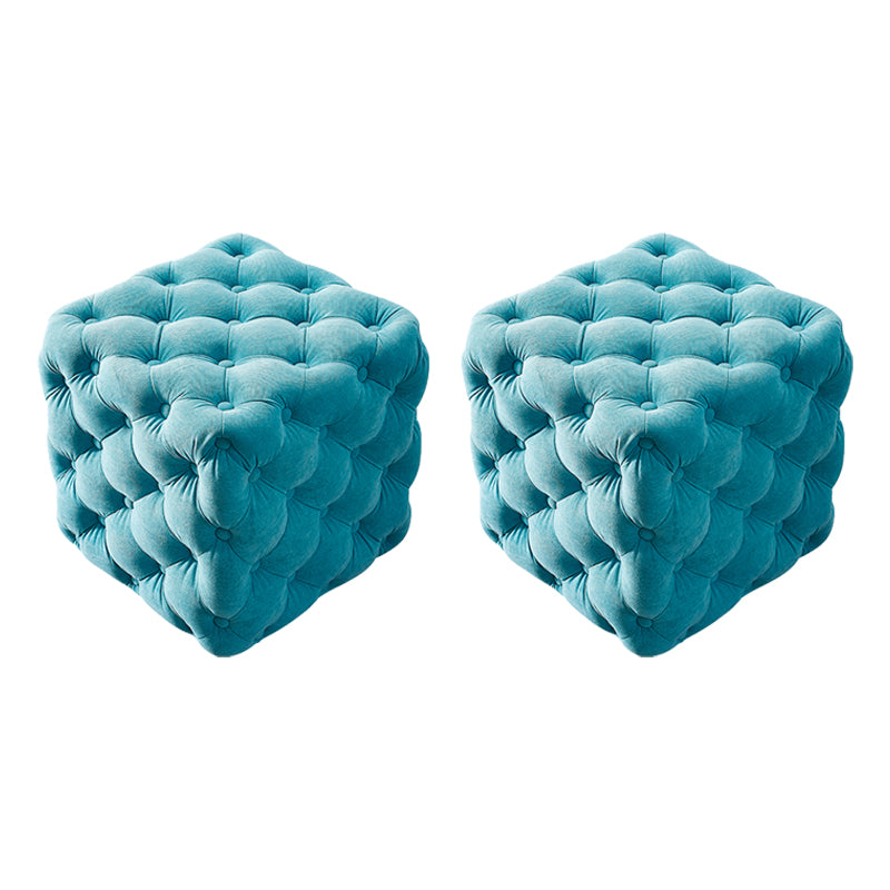 Contemporary Square Shape Ottoman Tufted and Tear Resistant Cube