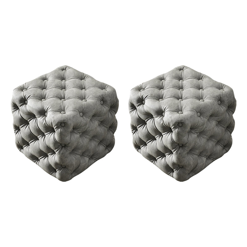 Contemporary Square Shape Ottoman Tufted and Tear Resistant Cube