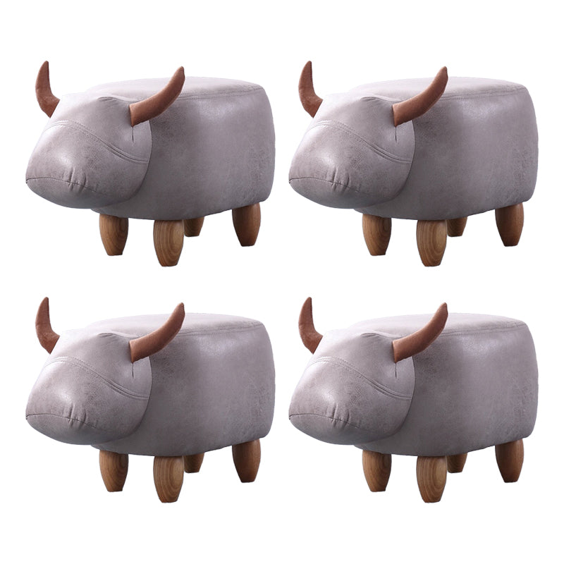 Contemporary Standard Ottoman with Upholstered Faux Leather Top Pouf