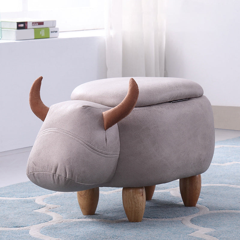Contemporary Standard Ottoman with Upholstered Faux Leather Top Pouf