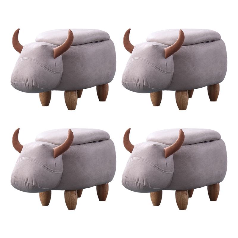 Contemporary Standard Ottoman with Upholstered Faux Leather Top Pouf