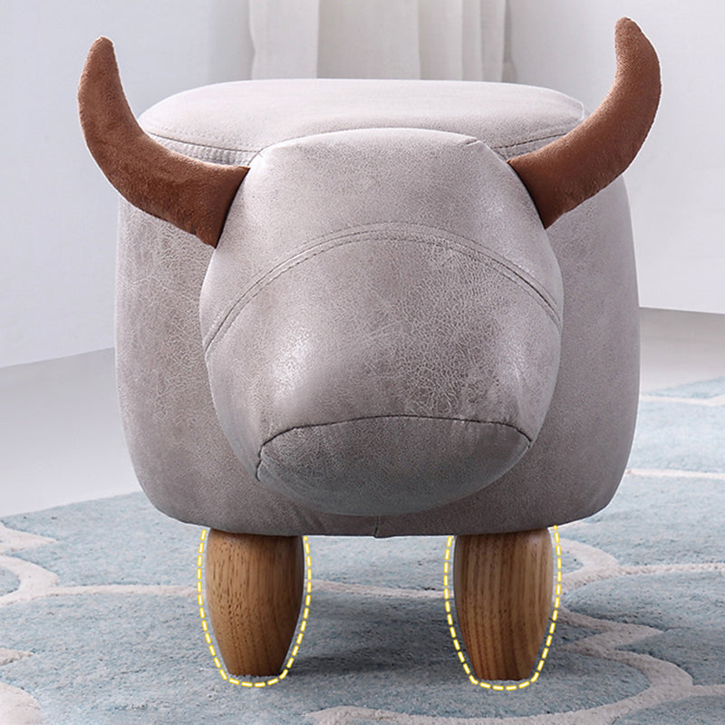 Contemporary Standard Ottoman with Upholstered Faux Leather Top Pouf