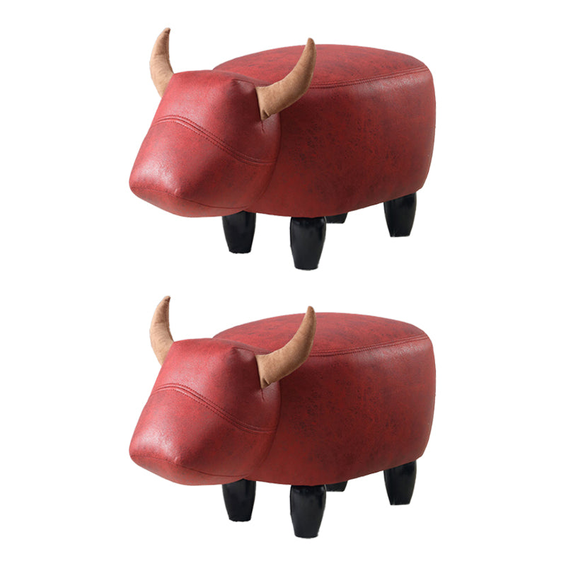 Contemporary Standard Ottoman with Upholstered Faux Leather Top Pouf