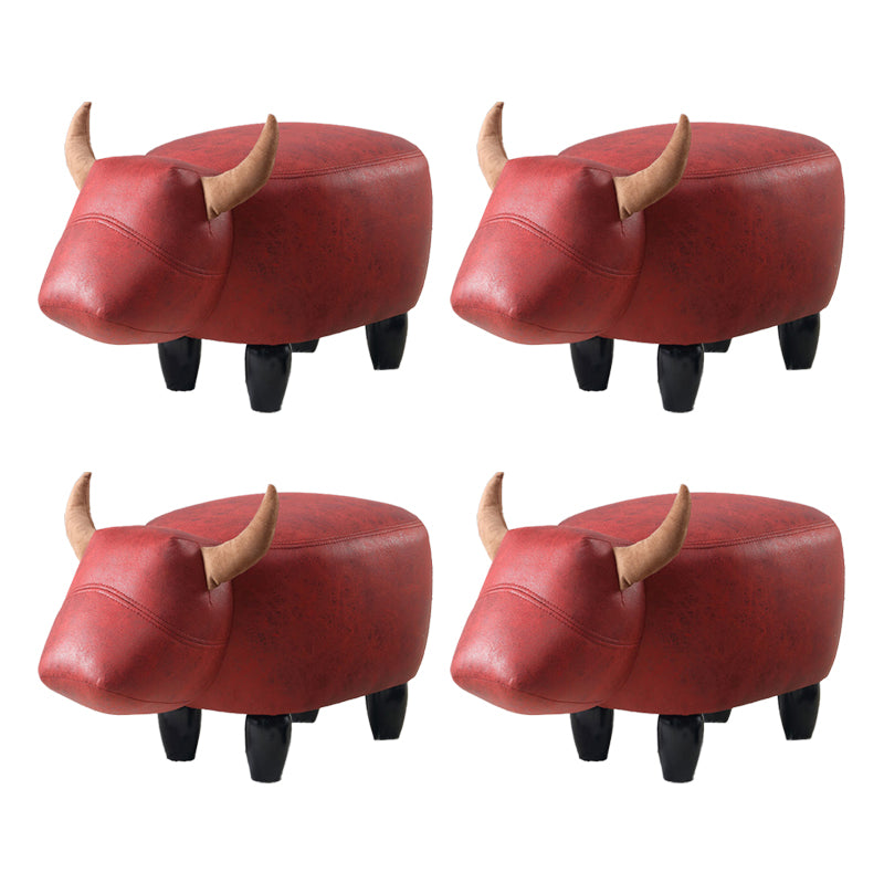 Contemporary Standard Ottoman with Upholstered Faux Leather Top Pouf