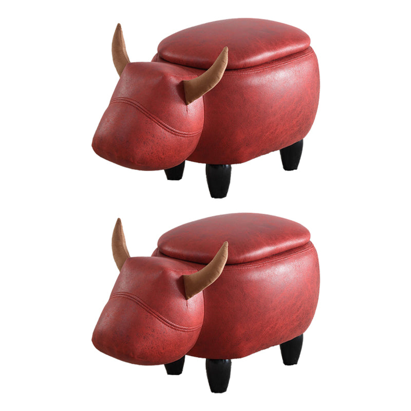 Contemporary Standard Ottoman with Upholstered Faux Leather Top Pouf