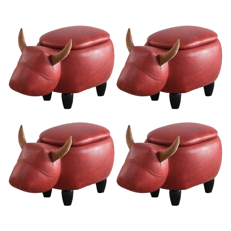 Contemporary Standard Ottoman with Upholstered Faux Leather Top Pouf