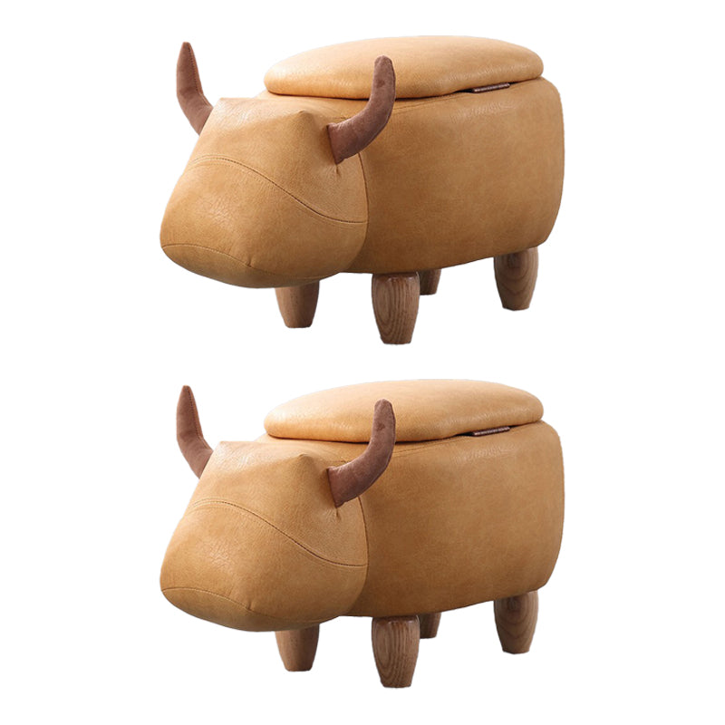 Contemporary Standard Ottoman with Upholstered Faux Leather Top Pouf