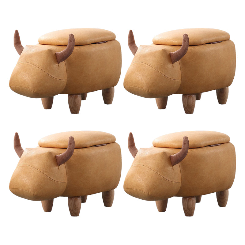 Contemporary Standard Ottoman with Upholstered Faux Leather Top Pouf