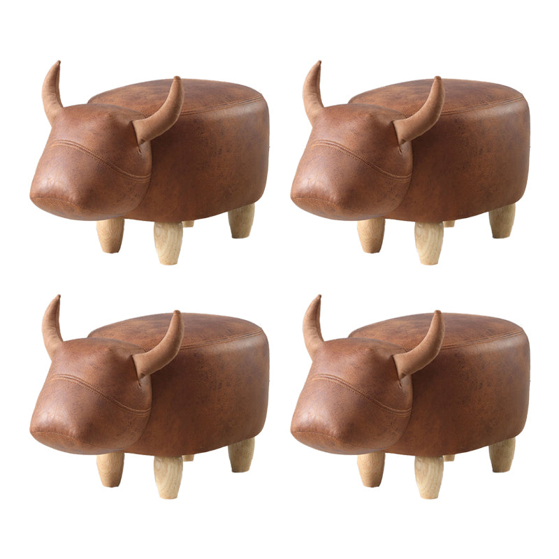 Contemporary Standard Ottoman with Upholstered Faux Leather Top Pouf