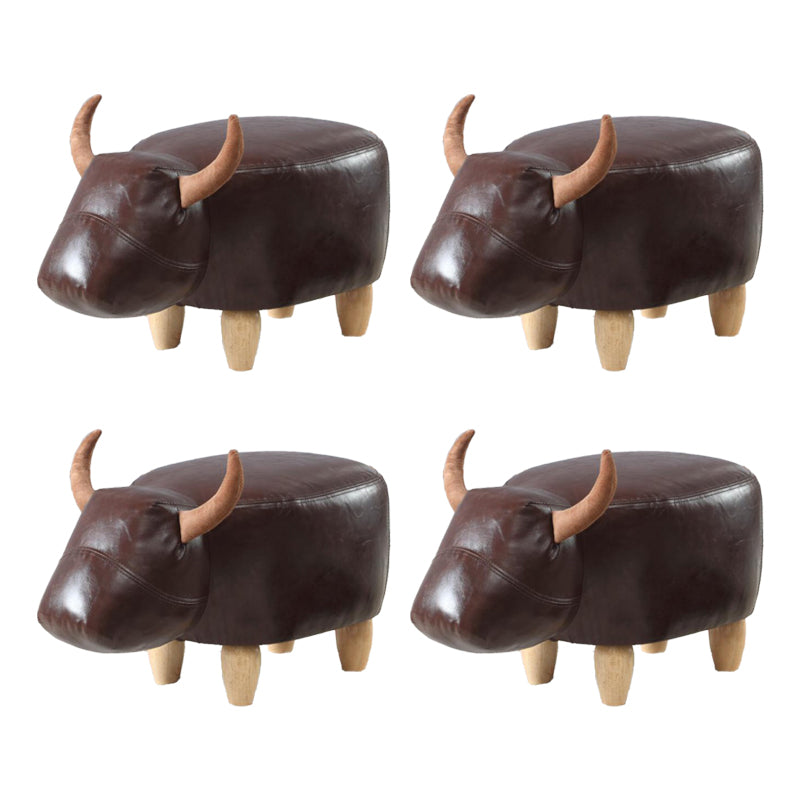 Contemporary Standard Ottoman with Upholstered Faux Leather Top Pouf