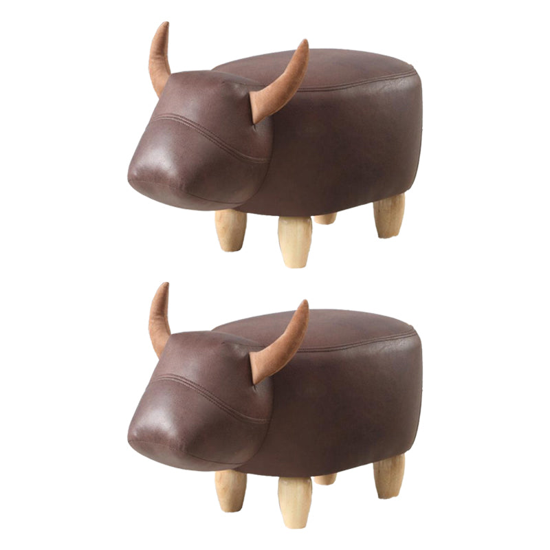 Contemporary Standard Ottoman with Upholstered Faux Leather Top Pouf