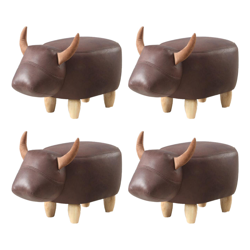 Contemporary Standard Ottoman with Upholstered Faux Leather Top Pouf