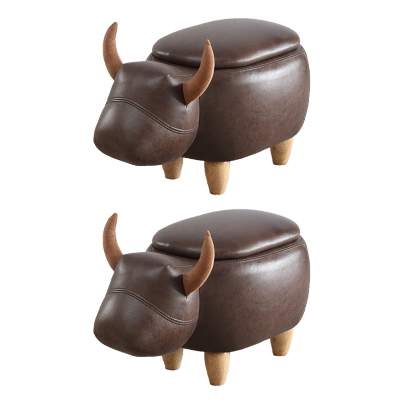 Contemporary Standard Ottoman with Upholstered Faux Leather Top Pouf