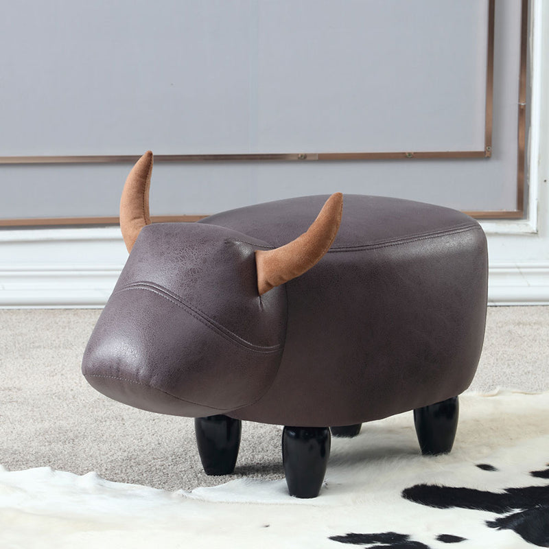 Contemporary Standard Ottoman with Upholstered Faux Leather Top Pouf