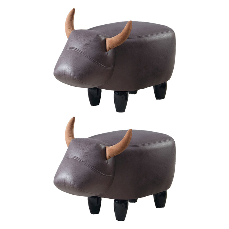 Contemporary Standard Ottoman with Upholstered Faux Leather Top Pouf