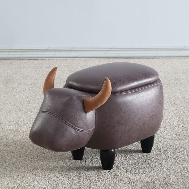 Contemporary Standard Ottoman with Upholstered Faux Leather Top Pouf