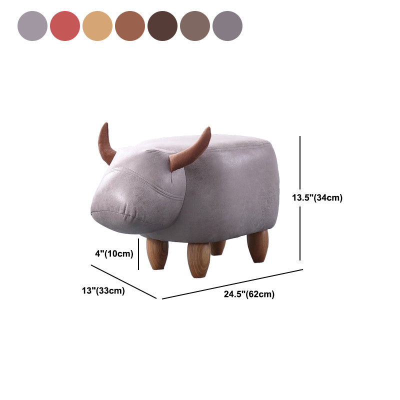 Contemporary Standard Ottoman with Upholstered Faux Leather Top Pouf